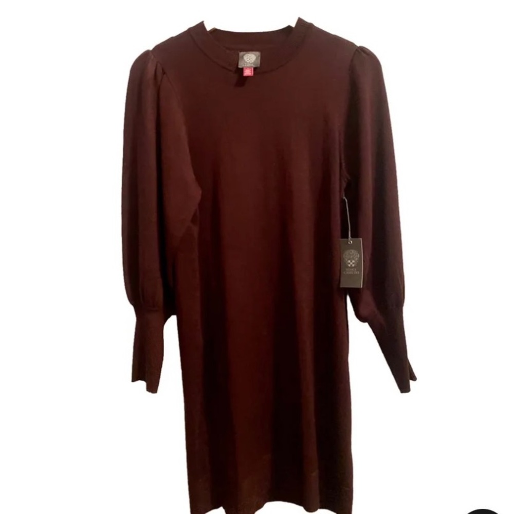 New with Tag Vince Camuto Maroon Red Long Sleeve Sweater Dress Women's Sz Small